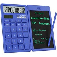 Calculatrice Pliable 2 en 1 avec Tablette d'écriture LCD effaçable,écran Large HD 12 Bits,Double Alimentation Solaire Rechargeable,idéale pour Les