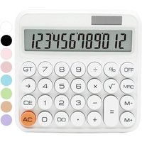 QpenguinBabies Calculatrice standard 12 chiffres avec grand écran LCD et gros boutons,fournitures de bureau blanches et accessoires de bureau,jolie