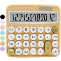 Calculatrice standard blanche-12 chiffres avec grand écran LCD et gros boutons,accessoires de bureau en or blanc pour femme,mignonne pour