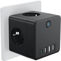 Multiprise Murale, 8 En 1 Prise Usb Multiple Electrique 4 Prises Avec 2 Usb Et 1 Usb C Secteur, 3680W 16A Prise Multiprise Murale Cube Avec