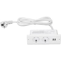 Multiprise Encastrée, Prise De Bureau Encastrée 3000 W Avec 2 Prises, 2 Ports Usb A Et Cordon D'Alimentation De 1,5 M, Prise De Meuble Cachée Pour