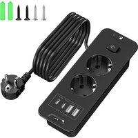 Multiprise Avec Usb, Multiprise Avec Interrupteur, Prise Escamotable, 2 Compartiments, Prise De Table Encastrable, Avec Câble De 2 M, Pour Table De