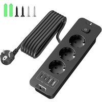 Multiprise Avec Usb, 3 Prises Avec Interrupteur, Prise Escamotable, Prise De Table Encastrable, Avec Câble De 2 M, Pour Table De Conférence, Plan De