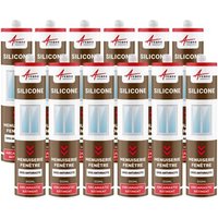 Mastic silicone fenêtre menuiserie étanchéité Gris Anthracite - RAL 7016 300 ml x 12