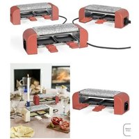 "Raclette avec Pierre de Cuisson 450W ORANGE Duo 2 mini poêlons anti adhérents Noir CONNECTABLE 4 appareils"