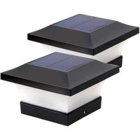 Lot De 2 Lampes Solaires Led Étanches Pour Poteaux En Bois, Terrasse, Clôture ¿ Blanc Lumière Du Jour 6000 K