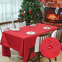 SJZG-Nappe De Table Aspect Lin Nappe, Nappe Rectangulaire, Exterieur Imperméable Anti-Tâche Protection De Table, Pour Manger, Jardin, Mariage, Noël