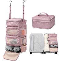 Sac De Rangement Multicouche Décontracté Simple Pour Bagages Avec Crochet, Sac À Vêtements, Sous-Vêtements, Placard De Transport, A-Violet Rose, Small