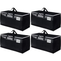 Lot De 4 Grands Sacs De Rangement, 93 L, Avec Fermeture Éclair Et Poignée, Imperméables, Pour Déménagement Et Rangement Des Vêtements, Noir