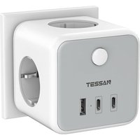 6 En 1 Multiprise Cube Type F 3 Sortie Ac Avec 3 Usb, Prise Multiple 2500W, Conivent Pour Cuisine, Bureau, Gris