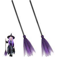 Set of 2 Halloween Witch Plastic Broom