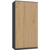 Esme - Armoire Double Style Scandinave Chambre À Coucher - 90x50x180 - 2 Portes - Dressing - Gris&aspect Bois