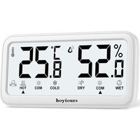Thermometre Interieur, Thermomètre d'intérieur hygromètre, moniteur de température et d'humidité avec deux capteurs pour chambre de bébé, chambre à