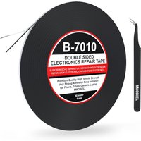 Ruban Adhésif Double-Face 4mm, 50m - Noir Ruban de Montage avec Adhésif Acrylique Puissant pour la Réparation d¿Écrans LCD, Téléphone, Tablette, Ordinateur Portable - Pince à Épiler Incluse