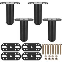 4 Pcs Pied de Lit Sommier a Lattes, Pieds de Lit Réglable 12-18 cm, Pied de Sommier à Lattes, Metallique Pieds de Meuble Réglables, Pied de Meuble