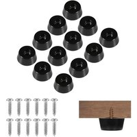 12pcs Pied en Caoutchouc, Pieds en Caoutchouc pour Planche à Découper avec Vis en Acier Inoxydable, Pieds Ronds en Caoutchouc Noir à Visser pour