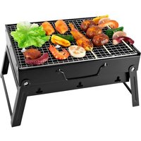Barbecue Portable Mini Barbecue À Charbon Pliable Bbq Grill Barbecue Démontable De Table 35 X 27 X 19.5 Cm Pour Jardin, Balcon, Voyage, Camping - Noir