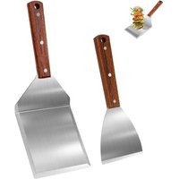 Set De Spatules À Barbecue En Acier Inoxydable,Spatule Plancha,Avec Un Grand Retourneur De Grillades Et Un Écraseur À Burgers,Cadeaux Barbecue Pour
