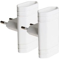 Lot de 2 douilles de cambriolage plat (double double) Ladron plat mur fin adaptateur prise de terre 2 prises 10 A (250 V) Blanc Idéal pour montage