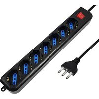Bande multiprise, 7 prises italiennes, européennes, Schuko biphases, 10 A/16 A, noir