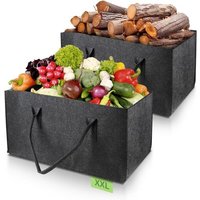 SJZG-2Pcs Sac En Feutre, 61 * 32 * 32Cm, 60L Panier À Bûches Avec Poignée, Multi-Usages Pour Bois De Chauffage, Vêtement, Jouet, Livre, Gris Foncé