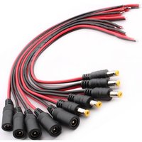 10PCS 5.5 X 2.1mm DC Alimentation Pigtail Cables,18AWG 12V 5A Mâle Femelle DC d'alimentation Connecteur pour Vidéo Surveiller CCTV Caméra Câble LED