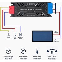 Transformateur 220V 24V LED Driver 200W, Ultra Fin LED Transfo Adaptateur Alimentation à Découpage 220V AC à 24V DC 8,3A Convertisseur De Tension
