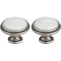 cyclingcolors 2x bouton de tiroir finition nickel étain porcelaine céramique 35 mm meuble vintage avec vis