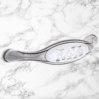 cyclingcolors 1x Poignée de meuble vintage zamak finition nickel argent étain porcelaine céramique motif fleur entraxe 96 mm vis