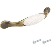 Poignée meuble vintage zamak finition laiton porcelaine céramique entraxe 96 mm