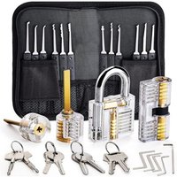 Kit de Crochetage Serrure, 26-Pièce Lock Picking Kit, Outils de D'entraînement avec 4 Serrures Transparente pour Serruriers Débutant et Pro