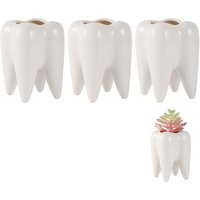 3 Pcs Pot De Succulentes Céramique,Blanc Pot De Succulentes Pot De Cactus,Mini Pot De Fleurs Pot De Plantes Pour Cactus Pour Dentiste Cadeaux Table