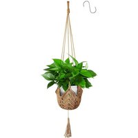 Paniers Suspendus En Corde De Jute Macramé Pour Pots De Fleurs À Suspendre Avec 1 Crochet De Suspension,Support Mural Intérieur Et Extérieur Pour