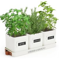 Jardinière D'intérieur Avec Plateau,Pots De Fleurs D'intérieur De Ferme,Rebord De Fenêtre,Jardin D'herbes Aromatiques Avec Drainage (Pot De Fleurs