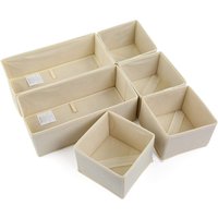 Boite de Rangement,Lot de 6 Organisateur de Tiroir Pliable Non-tissé Panier Rangement pour Chaussettes,Soutiens-Gorge,Vêtements de bébé (Beige)