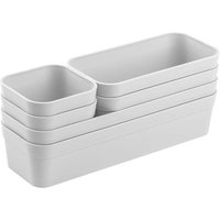 1 jeu d'organiseurs de tiroirs,boîte de rangement,ajustable,gris clair