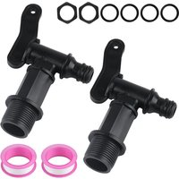 2 Pièces Robinet Cuve Plastique,3/4 Robinet de Cuve Eau de Pluie,Robinets de Rechange en Plastique pour Citerne de Pluie pour Réservoir Recuperateur