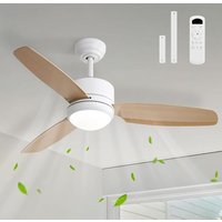 Ventilateur Plafond Avec Lumiere Et Telecommande, 117Cm, Silencieux Dc Réversibles, Minuterie, 6 Vitesses, Led Lampe Ventilateur Plafond Pour Salons
