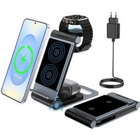 3En 1 Chargeur Induction Pour Samsung Galaxy S25 Ultra Plus S24 Ultra S23 Ultra S22 Ultra Z Flip Z Fold 7 6 5 4 Pour Galaxy Watch