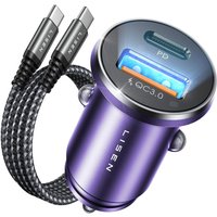 Allume Cigare Usb C, Chargeur Rapide 54W+60W C-C Câble, Charger Voiture Usb C, Prise Allume Cigare 12V, Adaptateur Voiture Idéal Avec Iphone 16 15