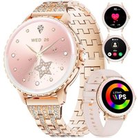 Montre Connectée Femme Avec Appel Bluetooth, 1,27"" Hd, Messages, Notifications Pour Android Ios, Smartwatch Ronde, Fréquence Cardiaque, Moniteur De