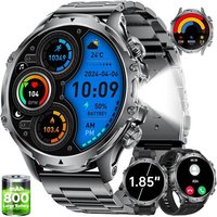 Montre Connectée Homme Avec Écran Hd De 1,85'' Et Torche Led,800Mah,Smartwatch Homme Avec Appel Bluetooth,Ip68 Étanche 110+ Sportifs/Sommeil