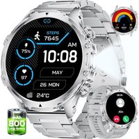 Montre Connectée Homme Avec Écran Hd De 1,85'' Et Torche Led/800Mah,Smartwatch Homme Avec Appel Bluetooth,Ip68 Étanche 110+ Sportifs/Sommeil Moniteur