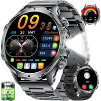 Montre Connectée Homme Avec Écran Hd De 1,85''/Torche Led,800Mah,Smartwatch Homme Avec Appel Bluetooth,Ip68 Étanche 10+ Sportifs/Sommeil