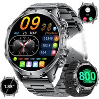 Montre Connectée Homme Avec Écran Hd De 1,85'' Et Torche Led/800Mah,Smartwatch Homme Avec Appel Bluetooth Ip68 Étanche 110+ Sportifs Sommeil Moniteur