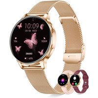 Montre Connectée Femme Ronde Avec Appel Bluetooth 3 Bracelets Amoled 41Mm Petite Montre Podometre Smartwatch Avec Fréquence Cardiaque Sommeil