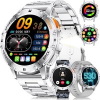 Montre Connectée Homme (3 Bracelets) - Appel Bluetooth/Led Lampe, Écran Amoled 1,43"", Étanché Ip68, 100+ Modes Sportifs, D'Extérieur Montre
