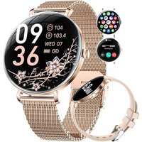 Montre Connectée Femme,1,43'' Amoled Smartwatch Avec 2 Bracelets/Appel/Fonction Féminine/Fréquence Cardiaque/Sommeil, Etanche Ip68 100+ Sportifs Pour