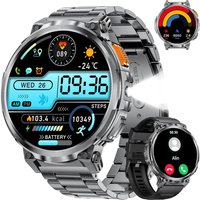 Montre Connectée Homme Avec Appel Bluetooth/730Mah Batterie, 1.85"" Hd Grand Écran Smartwatch Homme Avec Lampe Torche, 100+Sportifs, Podomètre, Ip68