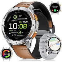 Gps Montre Connectée Avec Lampe Poche Led, Montre Connectée Homme Femme Avec Écran Hd 1.43"", Montre Course À Pied Avec Appel